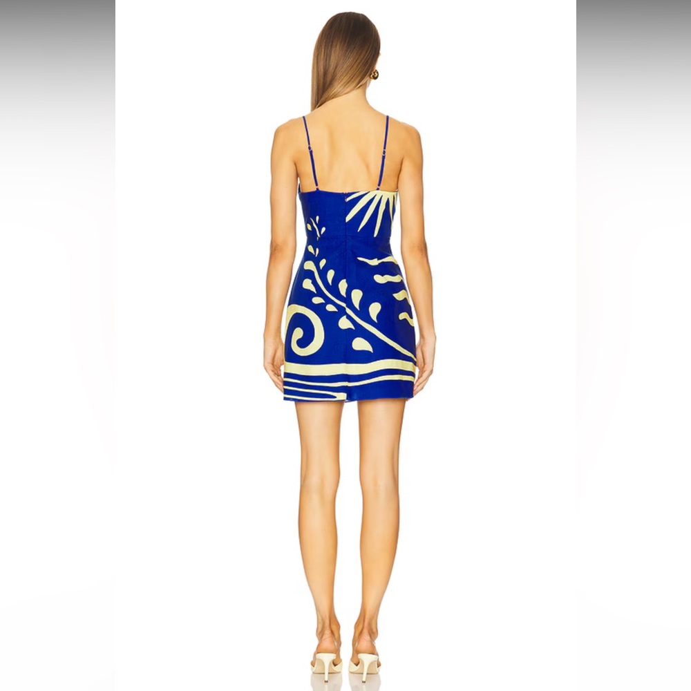 Blue & Cream Spaghetti-Strap Mini Dress - Picture 3 of 7